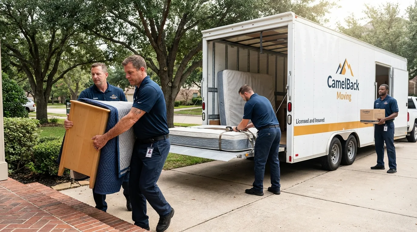 Crew loading residential truck for cross-state move from Pawlet, VT