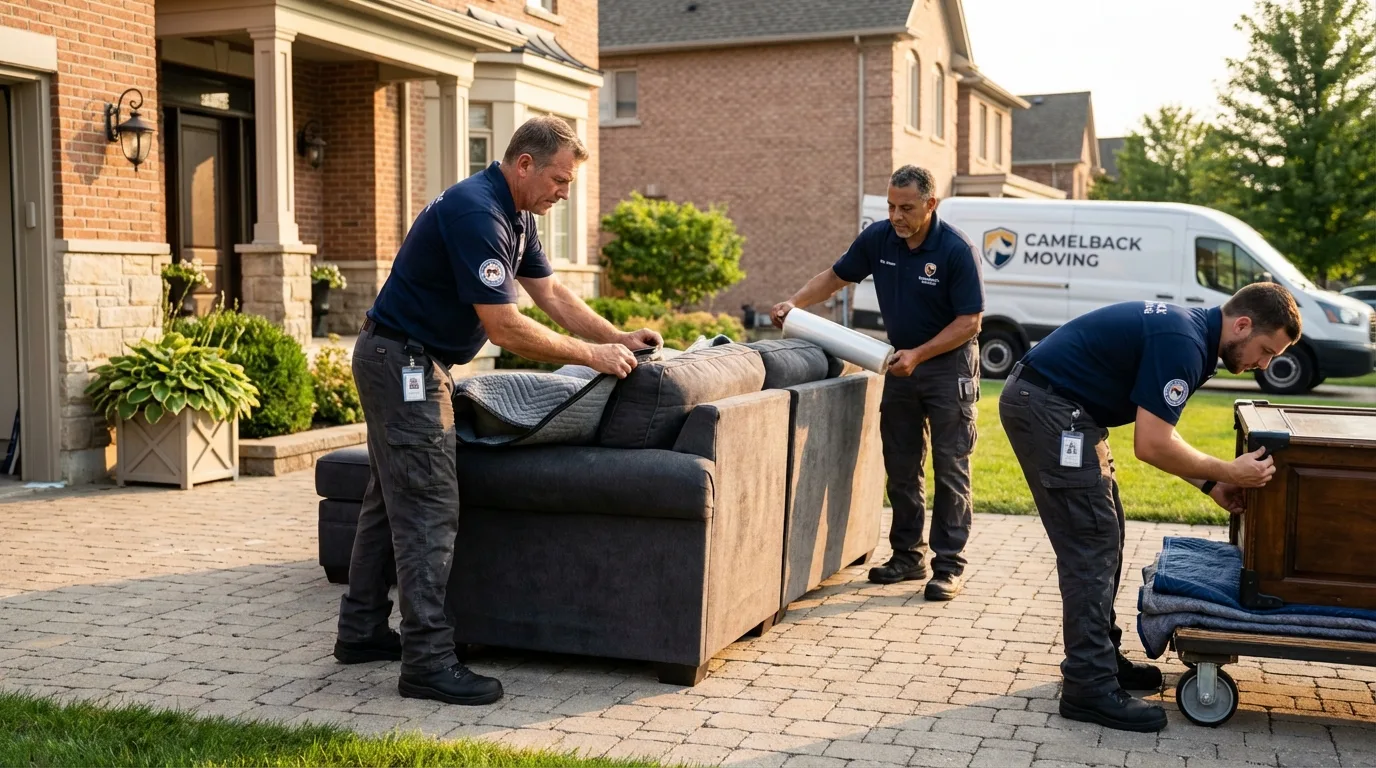 Large estate moving crew wrapping furniture in Pawlet, VT